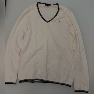 Tommy Hilfiger White Sweater with Black Trim